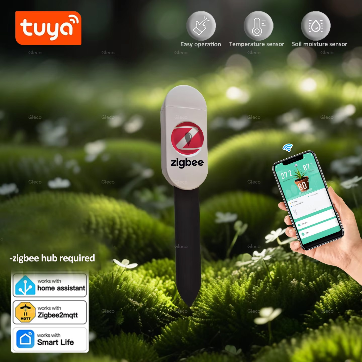 Smart Garden Zigbee - Medidor de Humedad del Suelo Tuya