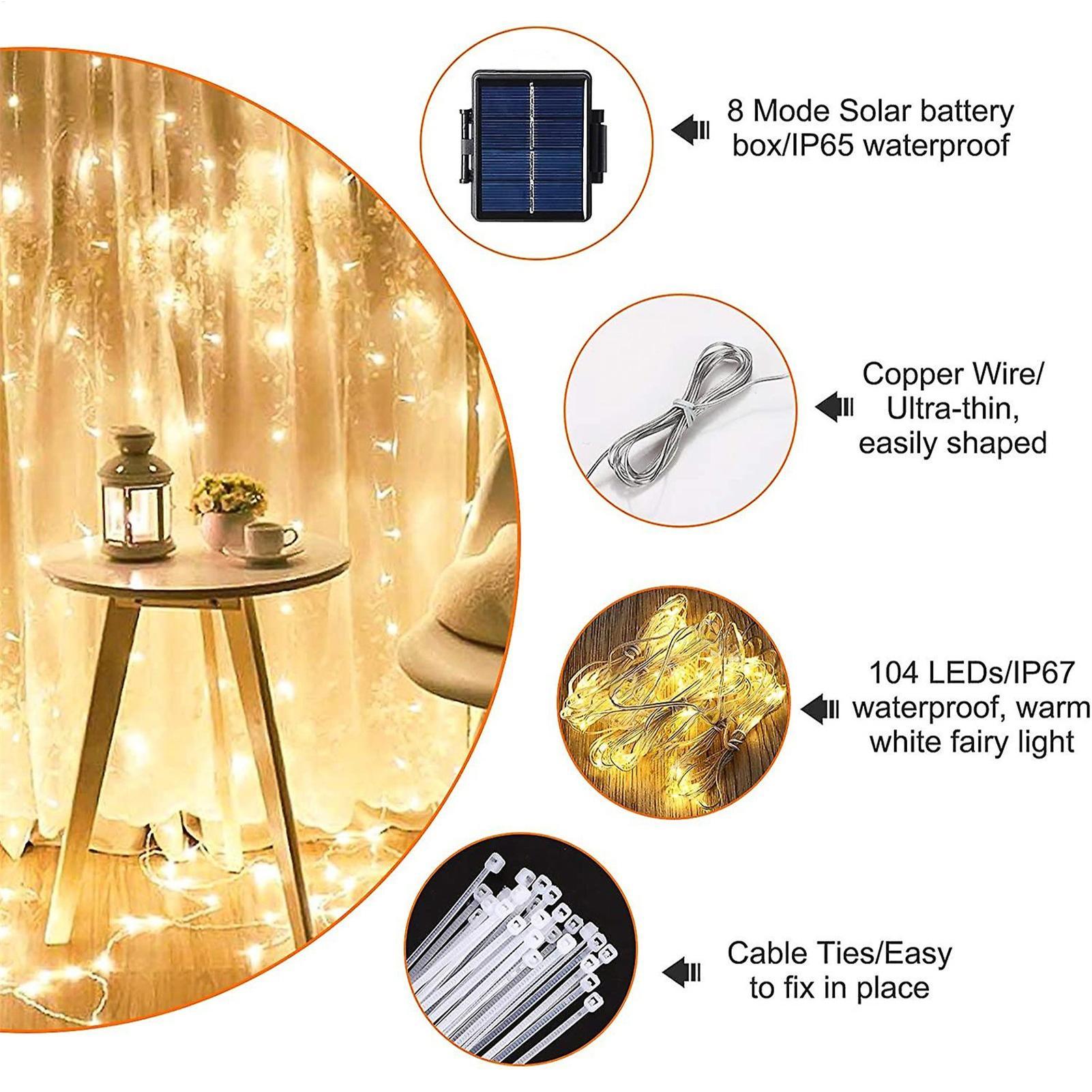 Smart Garden Lighting System - Guirnalda de luces solares para sombrilla,