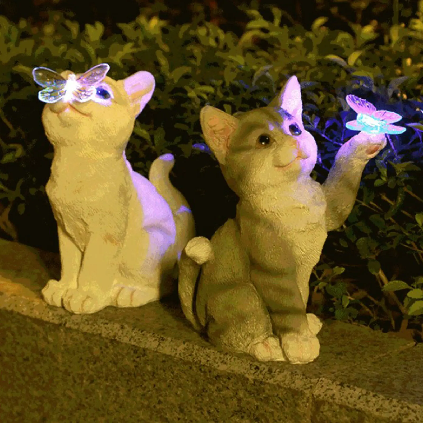 Smart Garden Lighting System - Escultura de gato al aire libre,